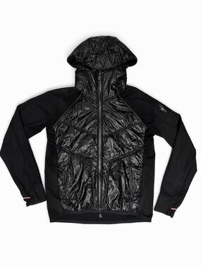 Moncler Black Quilted Hybrid Hooded Performance Jacket